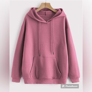 Pink Cotton Pullover Hoodie Size Large